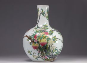 China - porcelain vase with nine peaches, Qianlang mark.