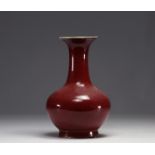 China - Oxblood porcelain baluster vase, Qing period.