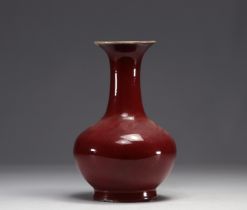 China - Oxblood porcelain baluster vase, Qing period.