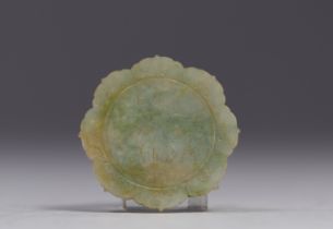 China - Jade plate with flower design, Qing period.