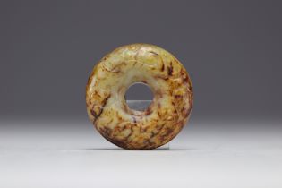 China - "Amulet", carved jade pendant with archaic decoration.