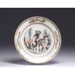 Chinese porcelain plate "Compagnie des Indes" decorated with horsemen from 18th century