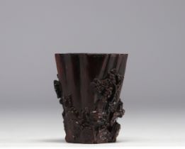 China - rare, finely carved Agarwood libatory cup, 18th century