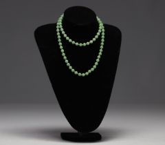 China - green jade pearl necklace with solid silver clasp.