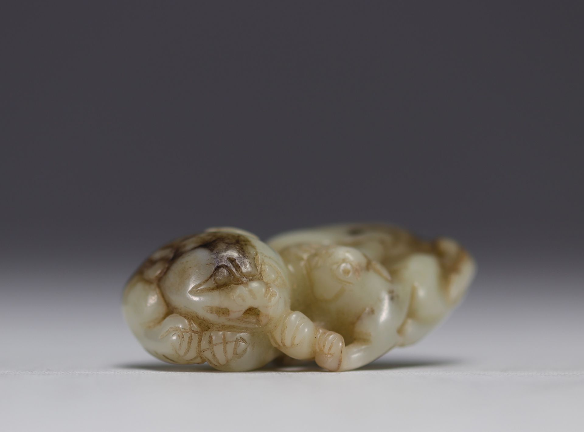 China - Carved jade reclining lions, 18th century. - Image 7 of 9