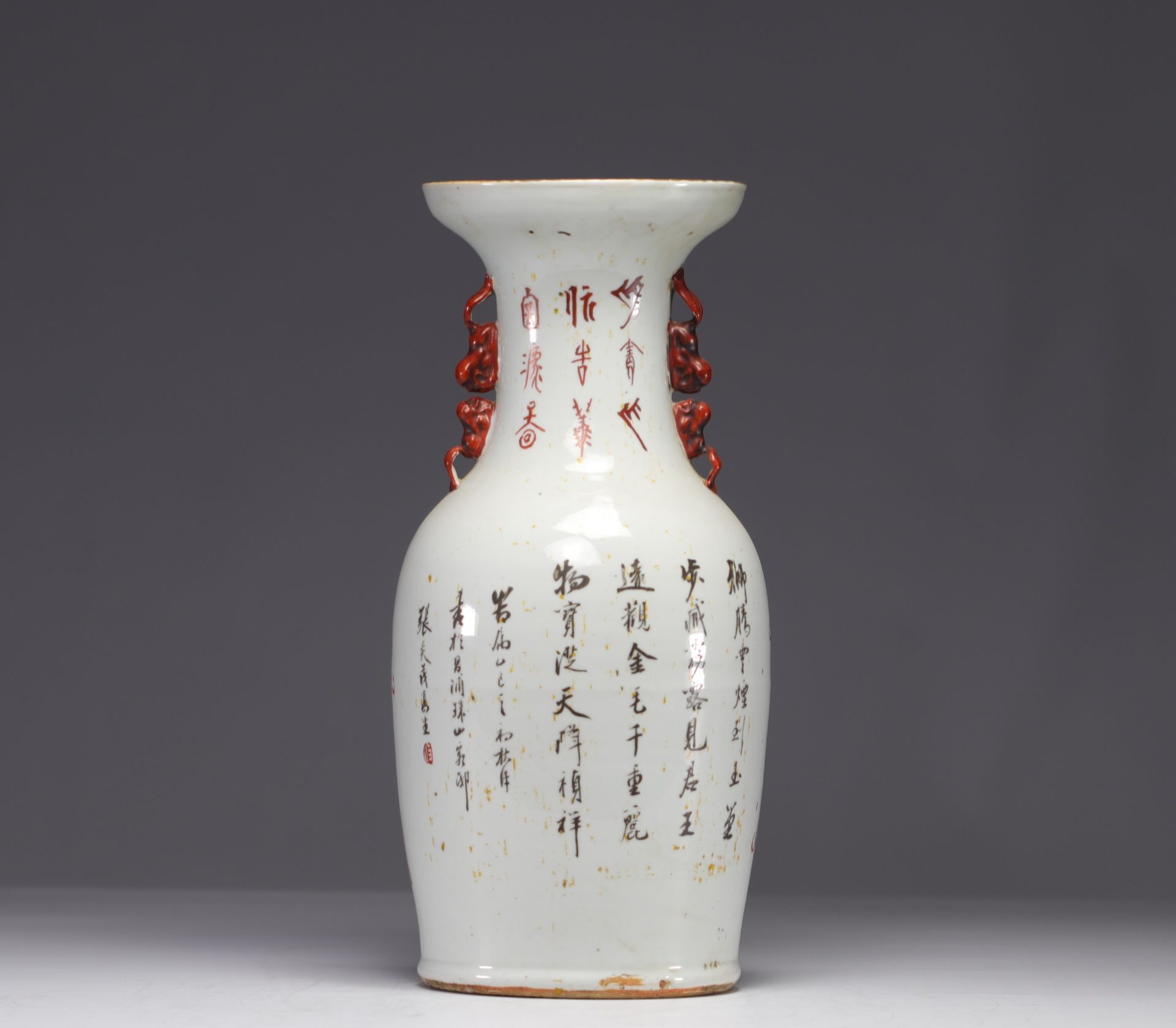 China - Porcelain vase decorated with iron-red Lions, 19th century. - Bild 2 aus 6