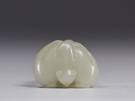 China - bat, carved white jade knob, Qing period.