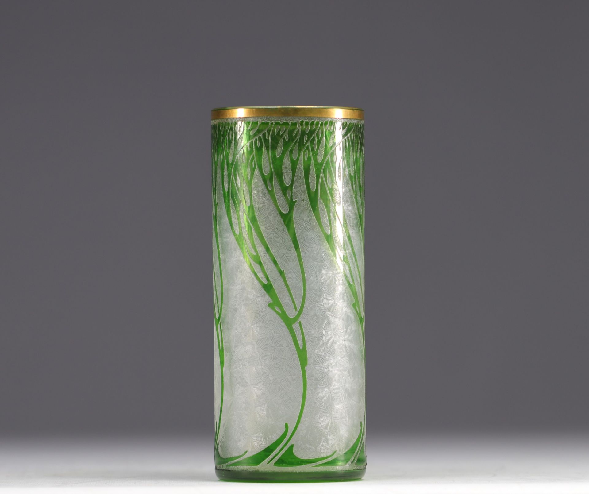 Baccara - Multi-layered glass and gilded roller vase. - Bild 2 aus 5