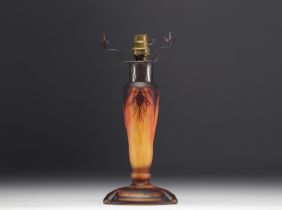 DAUM Nancy - Lamp base in multi-layered glass decorated with pine cones.