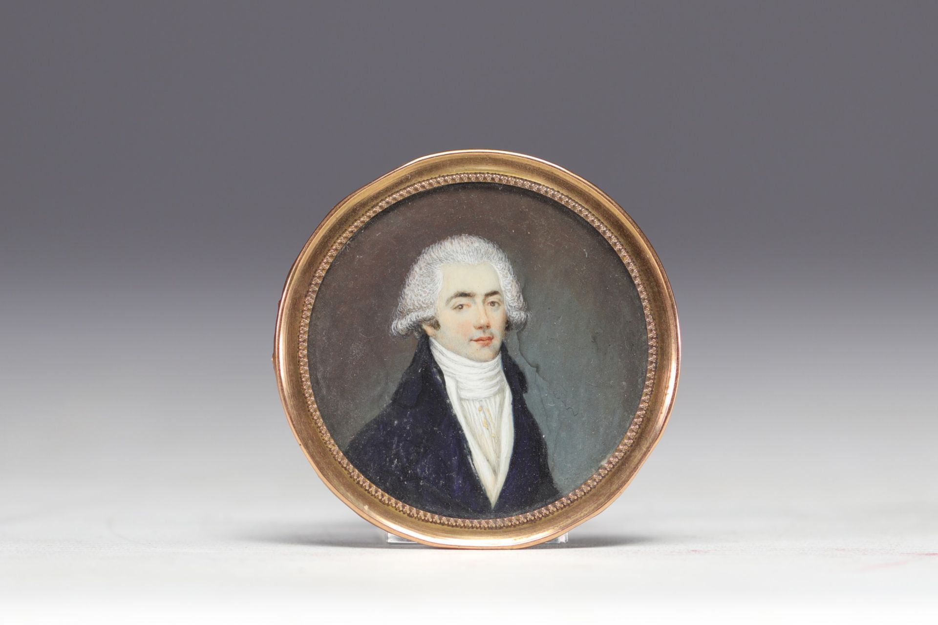 Miniature "Portrait of a Gentleman in a Black Coat" 18th-19th century.