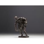 Gaston BROQUET (1880-1947) "The bag bearer" Orientalist bronze.