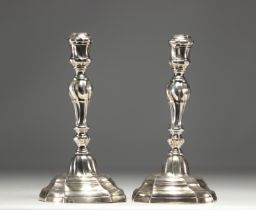 A pair of Louis XV silver candlesticks with the Courtrai hallmark Belgium, 18th century.