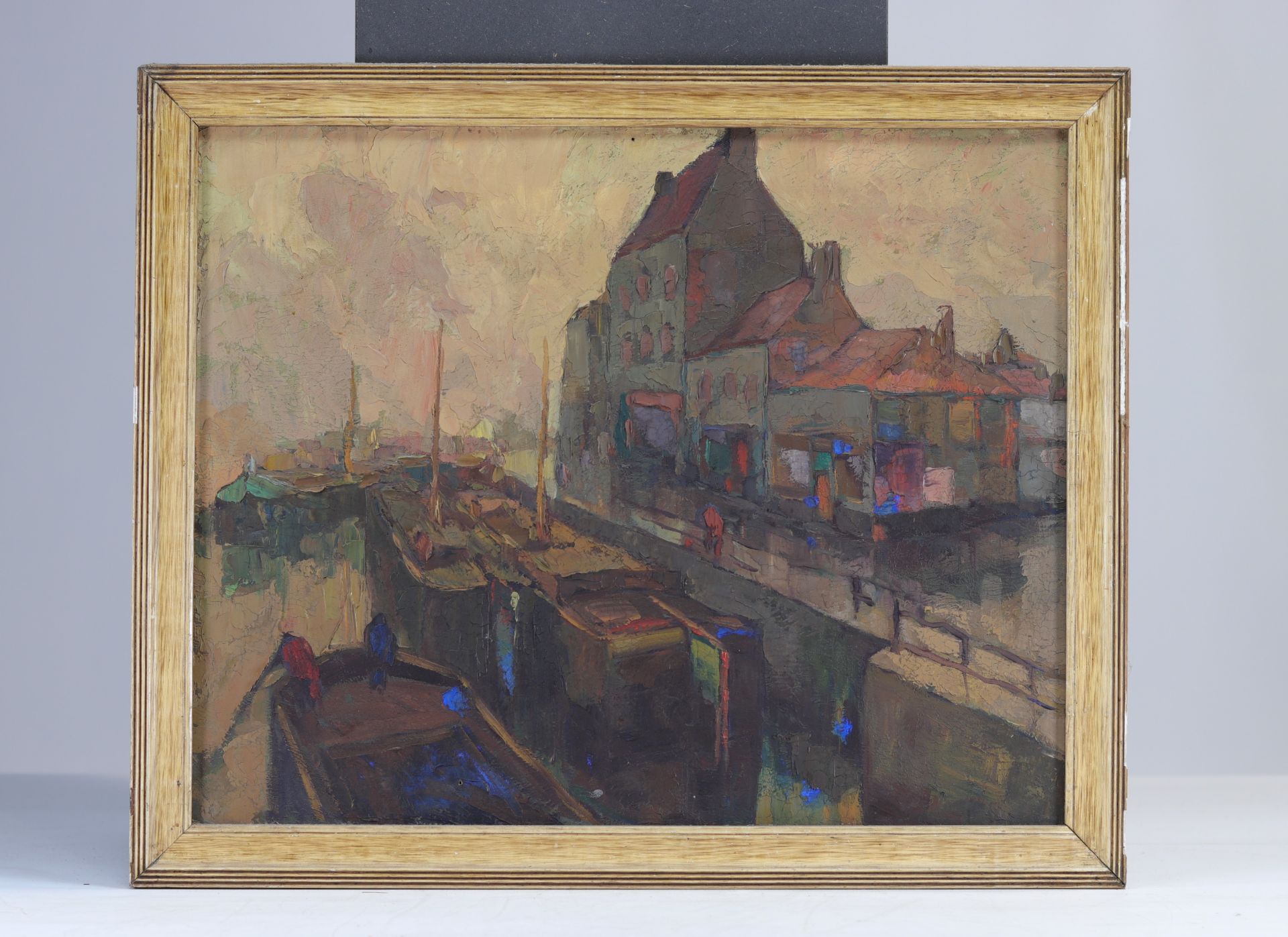 Georges HAWAY (1895-1945) "View of a port" Oil on panel. - Image 2 of 2