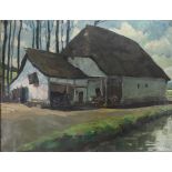 Marcel DE LINCE (1886-1958) "View of a farm" Large oil on canvas.