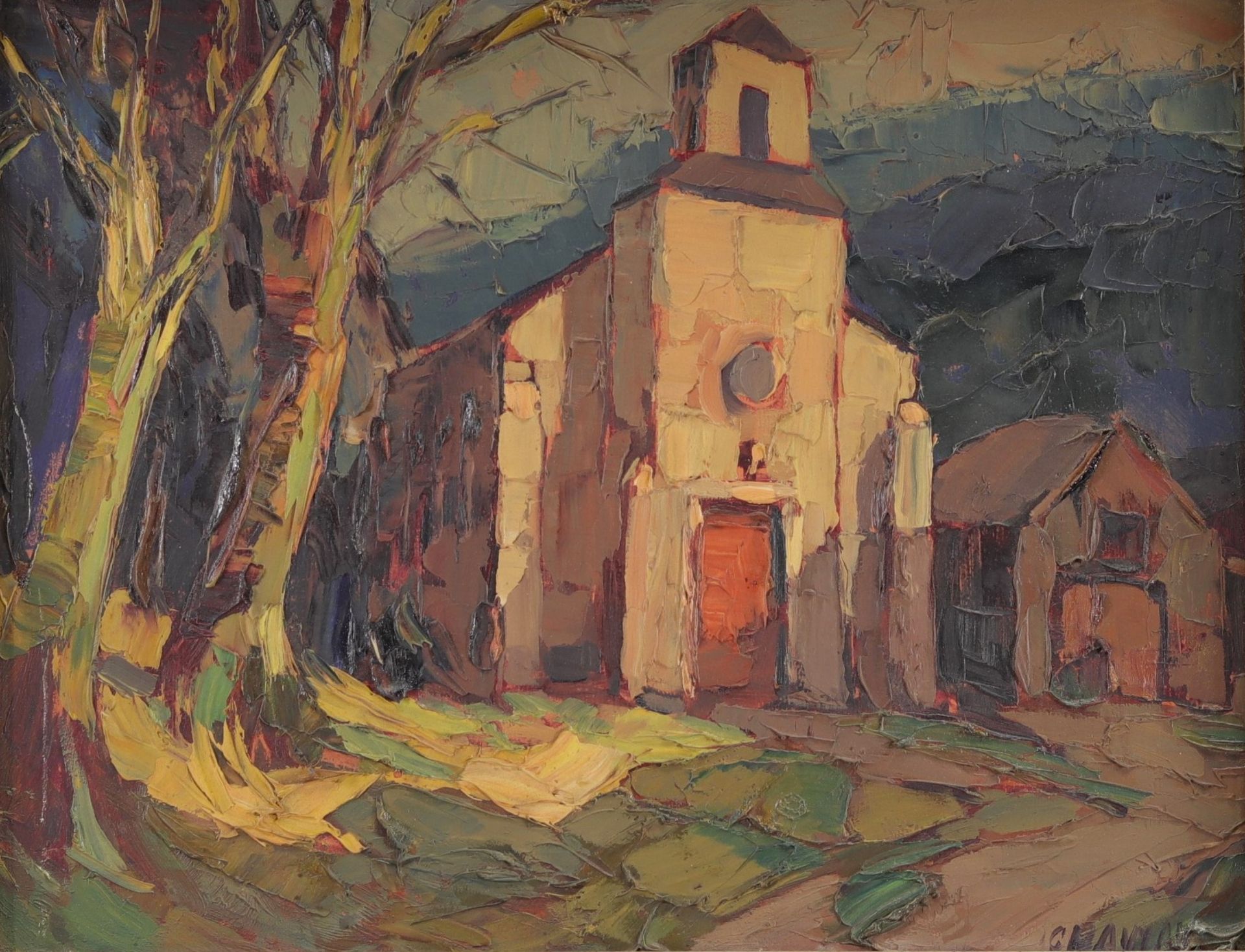 Georges HAWAY (1895-1945) "Chapel of Sy" Oil on panel.