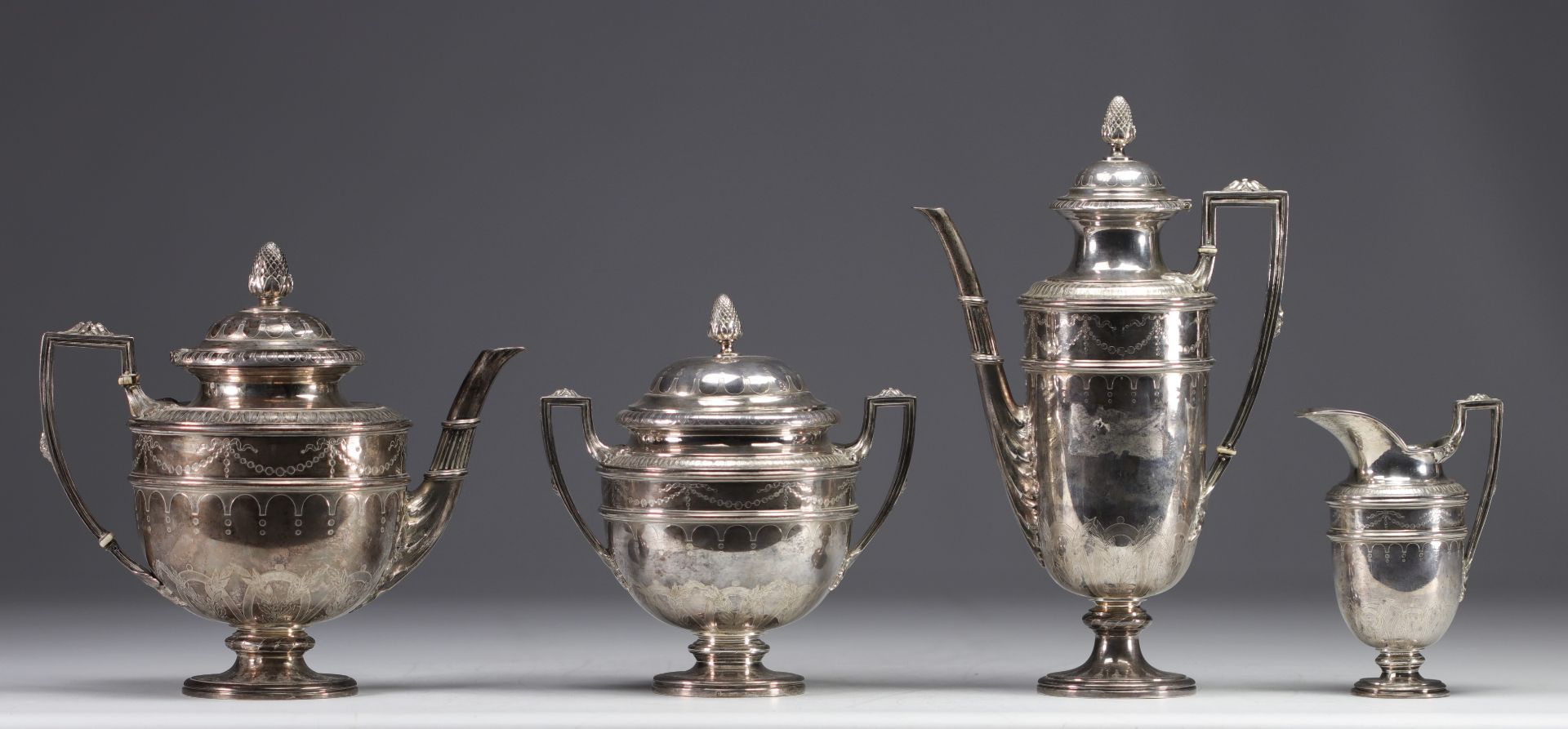 Jean-Baptiste Claude ODIOT a PARIS - Solid silver coffee service.