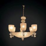 Imposing Venetian chandelier in blown and pressed Murano glass, circa 1970.