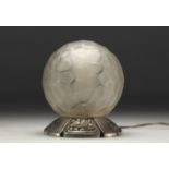 GENET & MICHON - Spherical Art Deco nightlight on silver-plated bronze base.