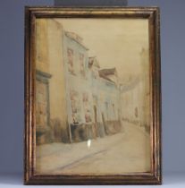 Camille BARTHELEMY (1890-1961) "Rue a Malines", watercolour on paper