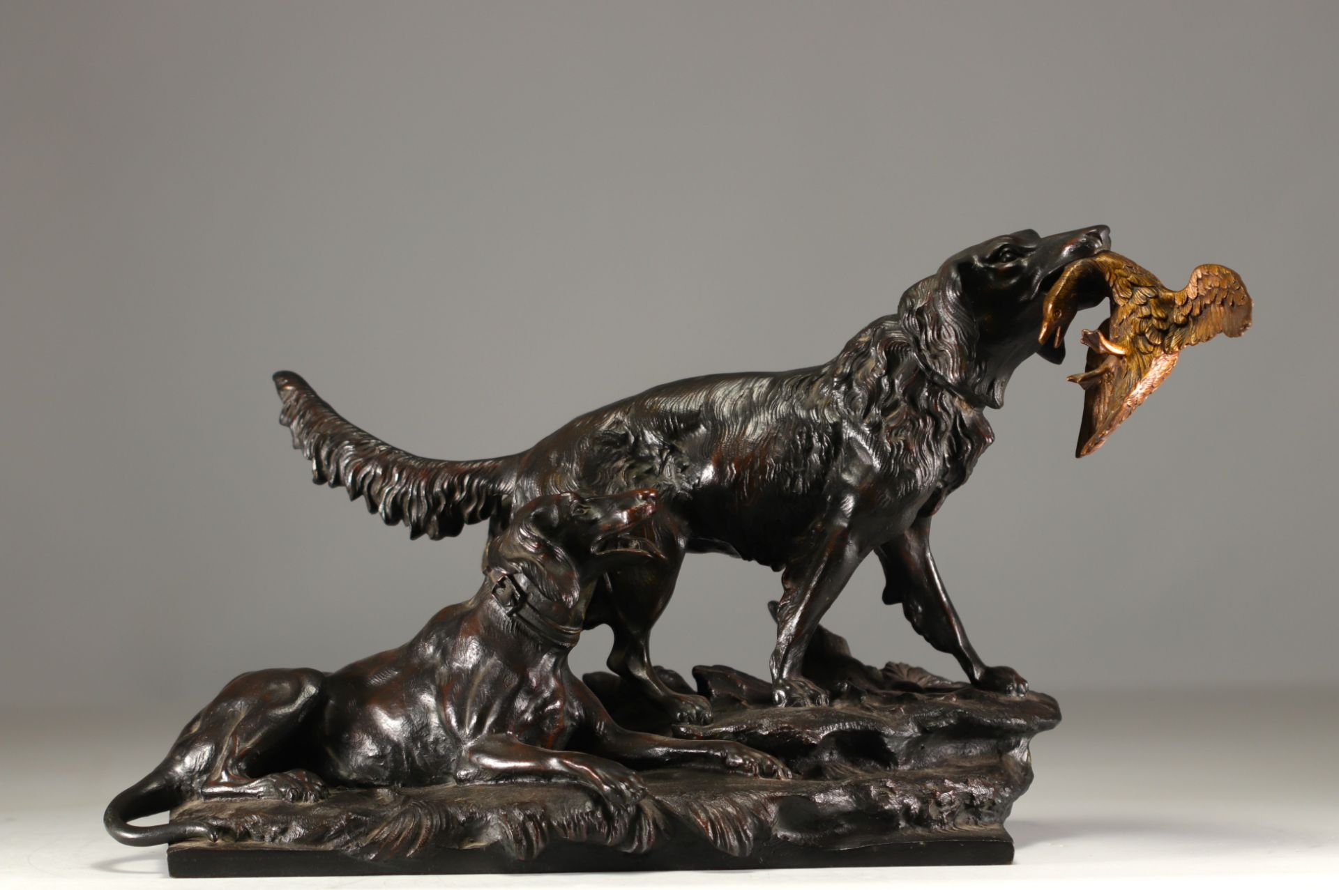 Antonio AMORGASTI (1880-1942) - "Hunting dogs" Bronze sculpture, 1924.