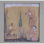 Beautiful miniature illustrating an episode from a manuscript, Khamse de Nezami-ye GANJAVI from Iran