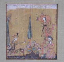 Beautiful miniature illustrating an episode from a manuscript, Khamse de Nezami-ye GANJAVI from Iran