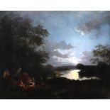 "Bivouac au claire de lune" Large oil on canvas, 19th century.
