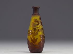 Emile GALLE, small multi-layered glass vase with Glycine design.