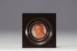 Miniature "Portrait of Louis XVI" red chalk, 18th century.