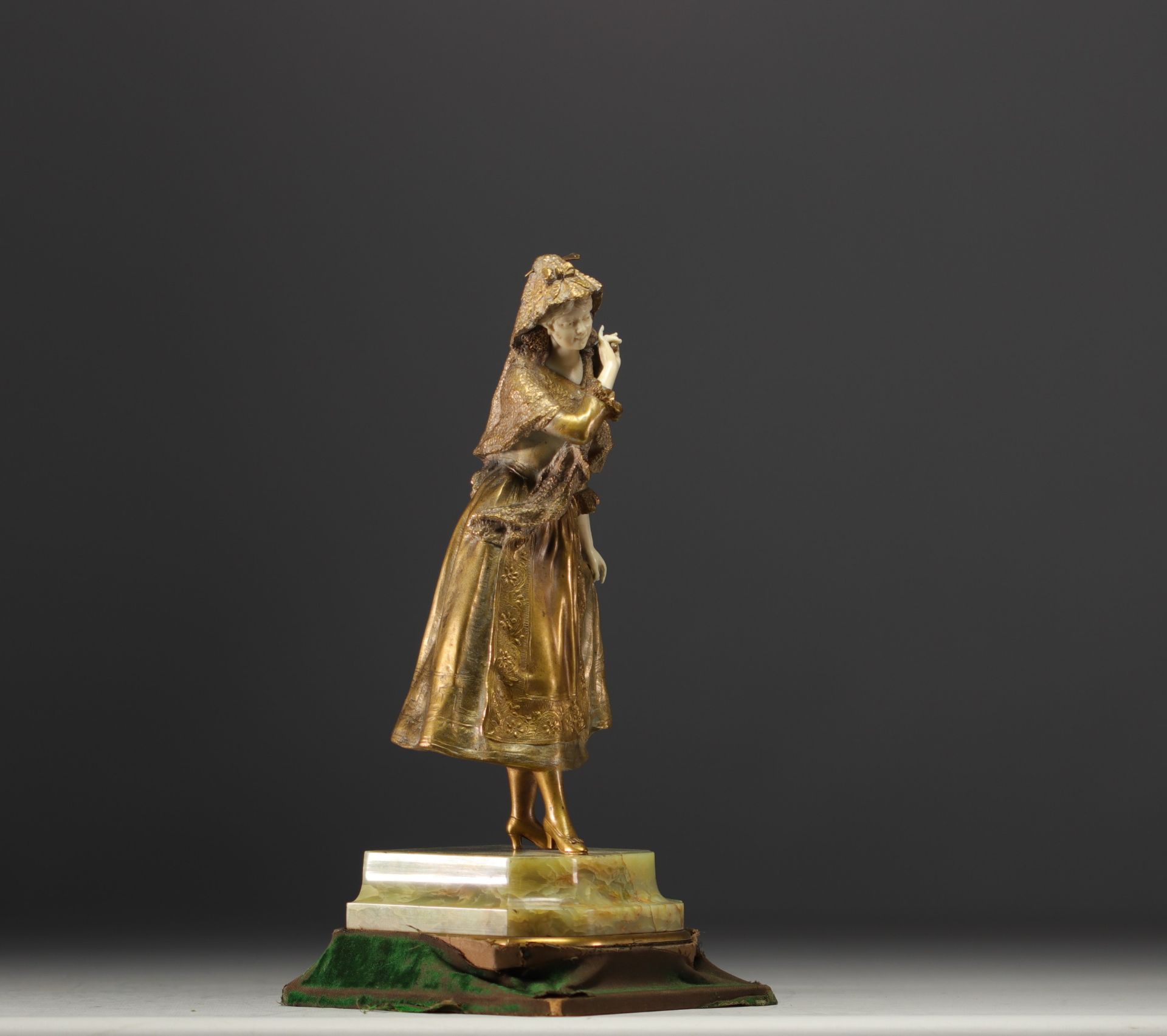 Rene Paul MARQUET (1875-1939) - "Elegante", subject in polychrome chryselephantine bronze. - Image 4 of 6