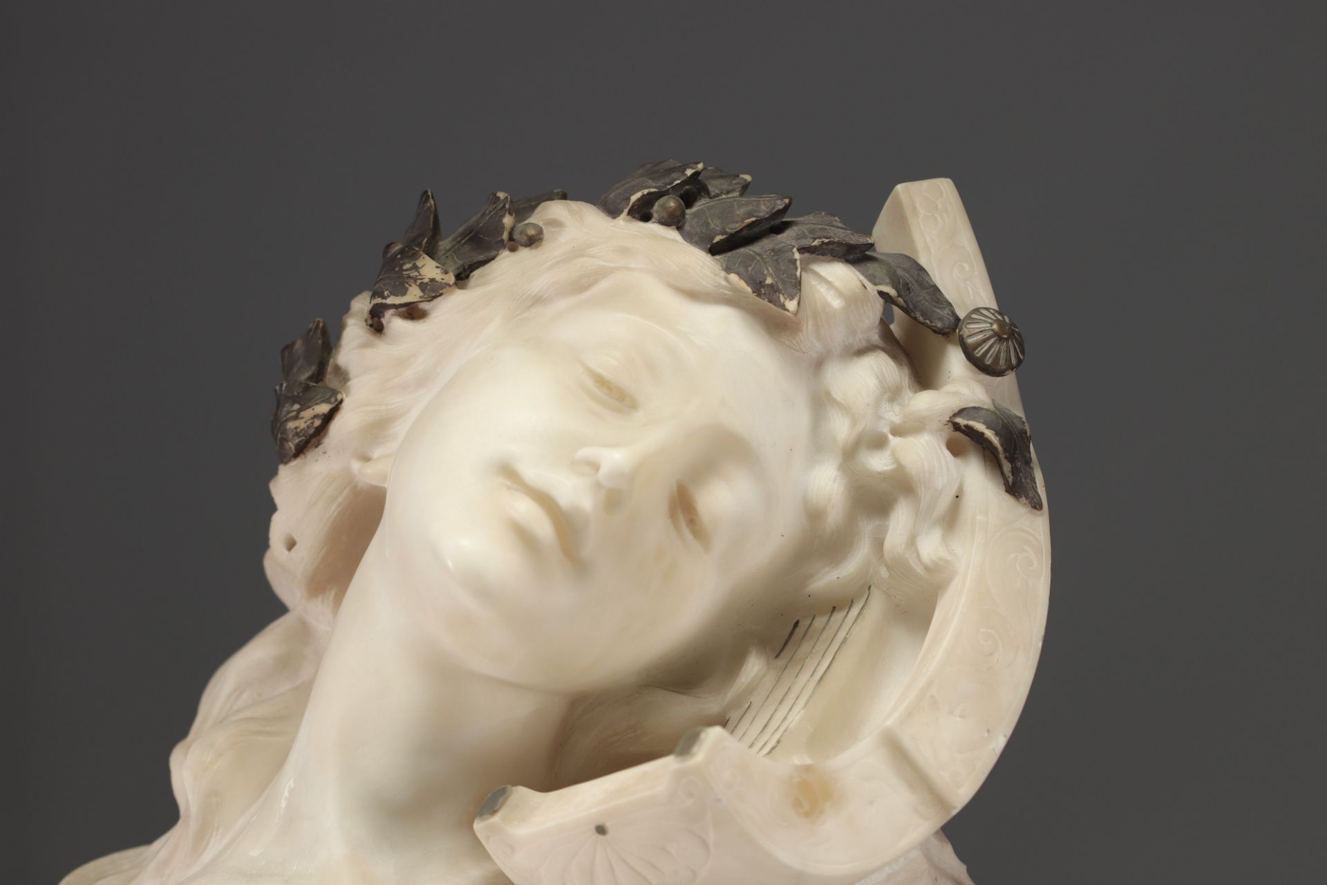 "SAFFO - Art Nouveau sculpture in alabaster, circa 1900. - Image 2 of 4