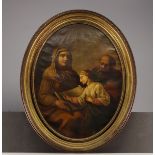 "Saint Anne, Mary the Child and Joachim" Oil on canvas, 19th century.