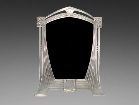 Art Nouveau pewter table mirror.