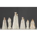 Set of 6 virgin saints in porcelain from different manufacturers.