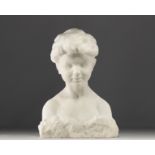 "Bust of a Young Boy", sculpture in white marble.