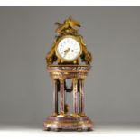 Temple portico clock in marble and gilt bronze, 19th century.