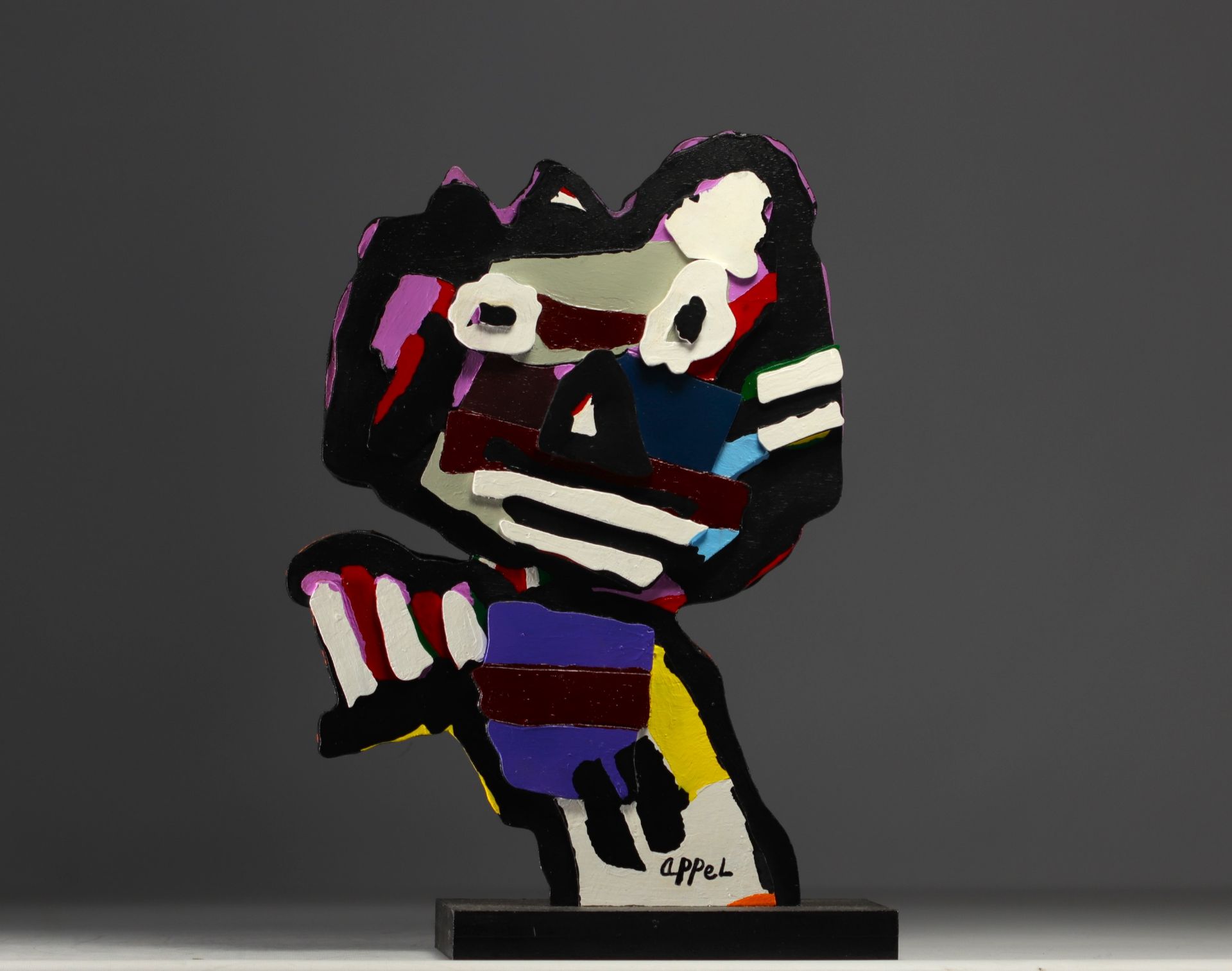 Karel APPEL (1921-2006) "Face" Relief sculpture, acrylic on wood.