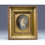 Miniature "Portrait of a Lady", illegible signature, dated 1874.