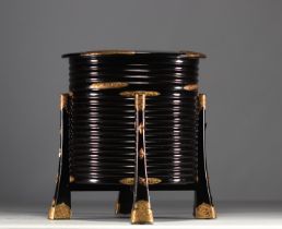 Japan - Meiji period black and gold lacquer Hokkai-Bako box, 19th century.