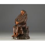 Bernhard BLOCH (1836-1909) "The monk at siesta" Polychrome terracotta tobacco pot.