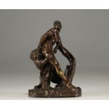 Pierre PUGET (1620-1694) after - "Milon of Crotone" Sculpture in bronze with brown patina.