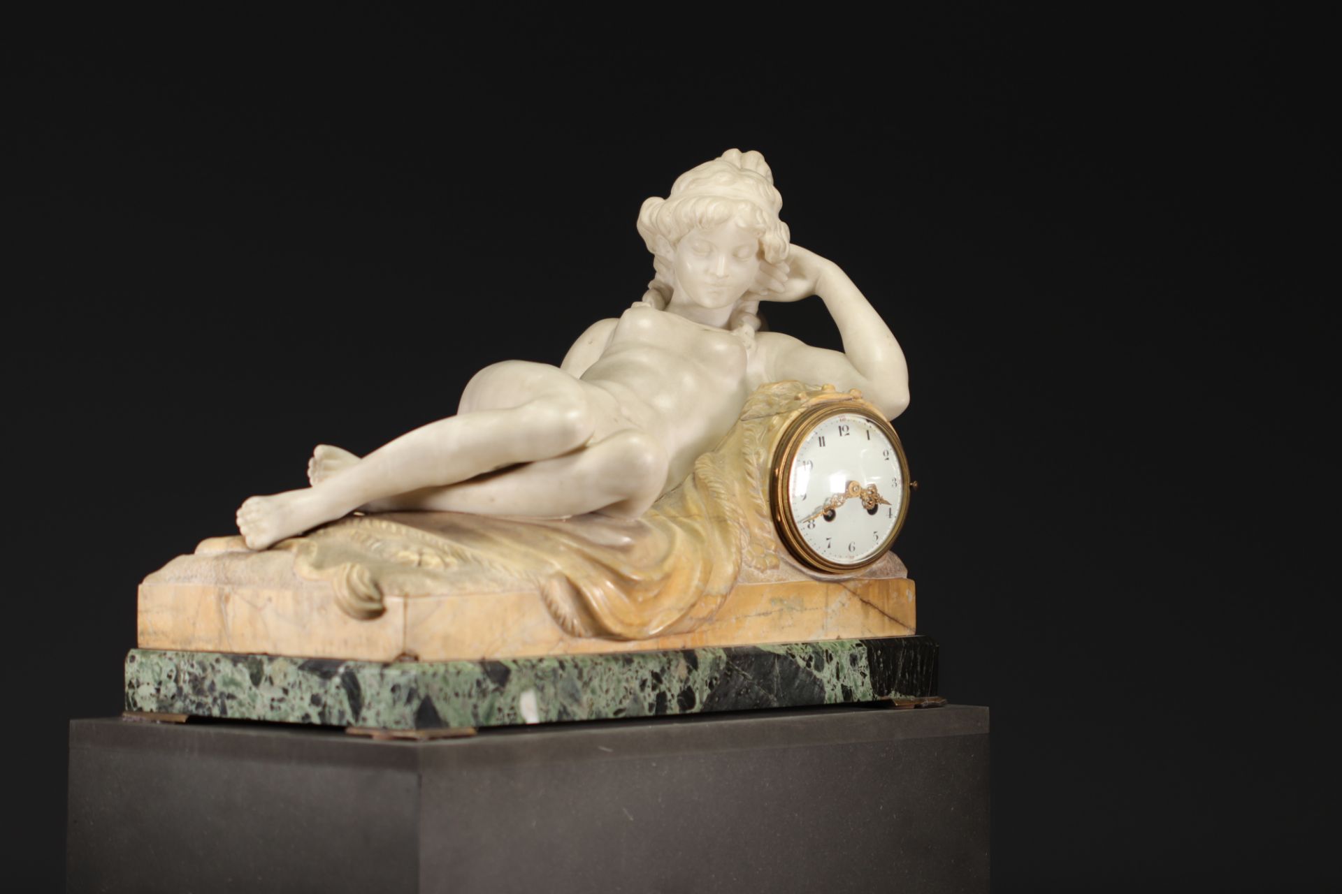 Claude-Michel CLODION (after) Rare white marble clock depicting a nude young woman, 19th century - Image 7 of 7