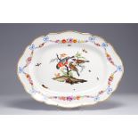 Meissen large porcelain dinner plate decorated with birds on a white background