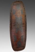 Manza / Ngombe - Basketry shield decorated with geometric designs Republic of Congo. Oubangi River.