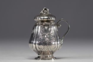 Karl FABERGER (1846-1920) Small silver mustard pot, Russian hallmark 88 zolotniks and goldsmith's h