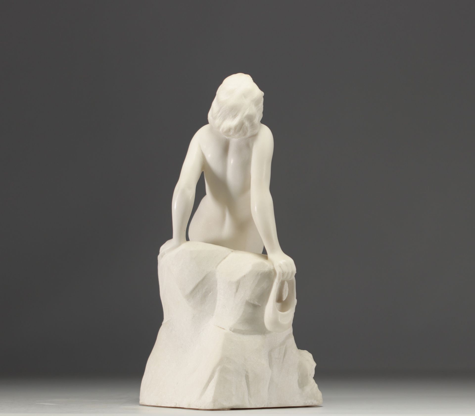 "Nude young woman" Sculpture in white marble. - Image 3 of 4