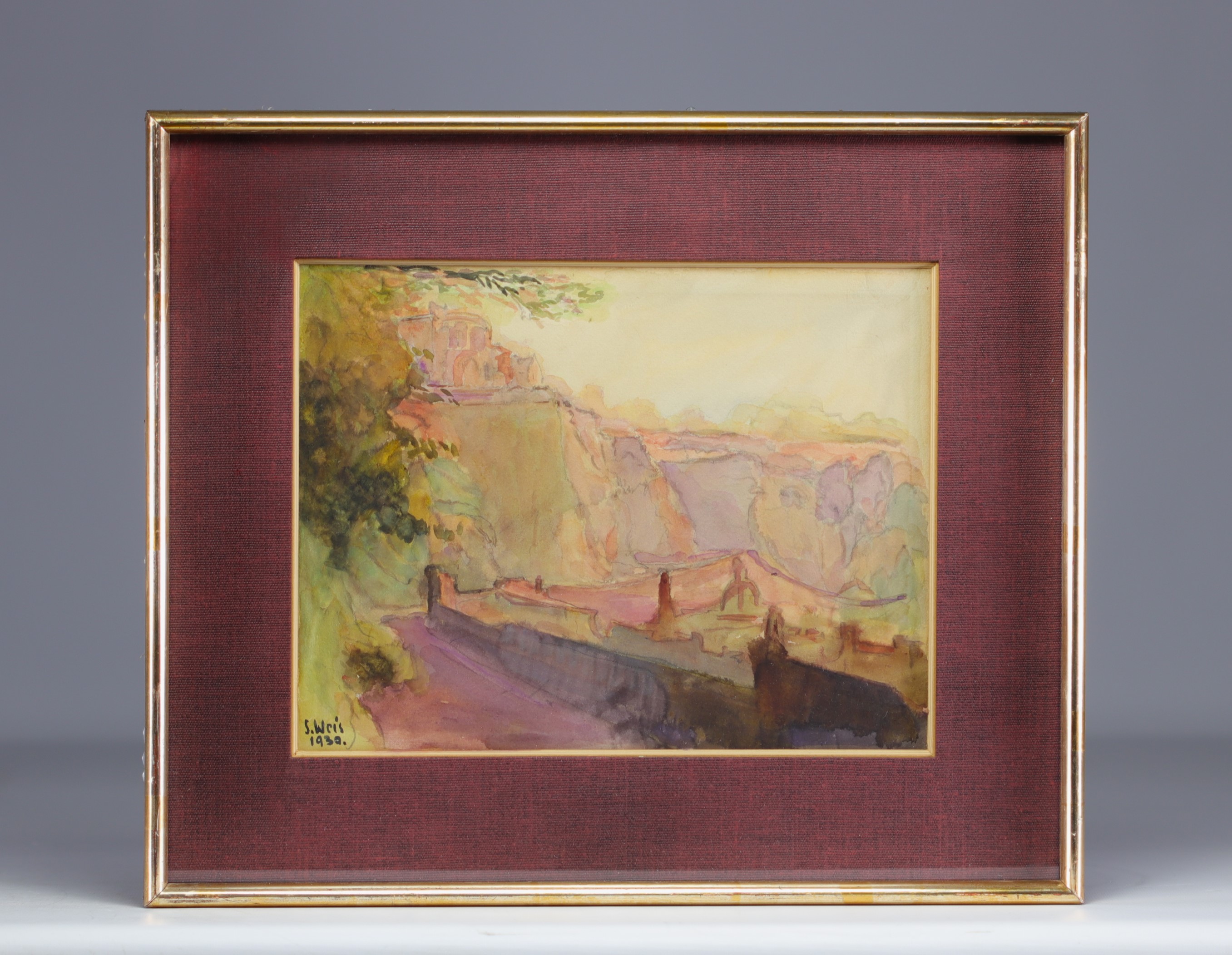 Sosthene WEIS (1872-1941), "View of Luxembourg" Watercolour signed and dated 1930. - Image 2 of 2