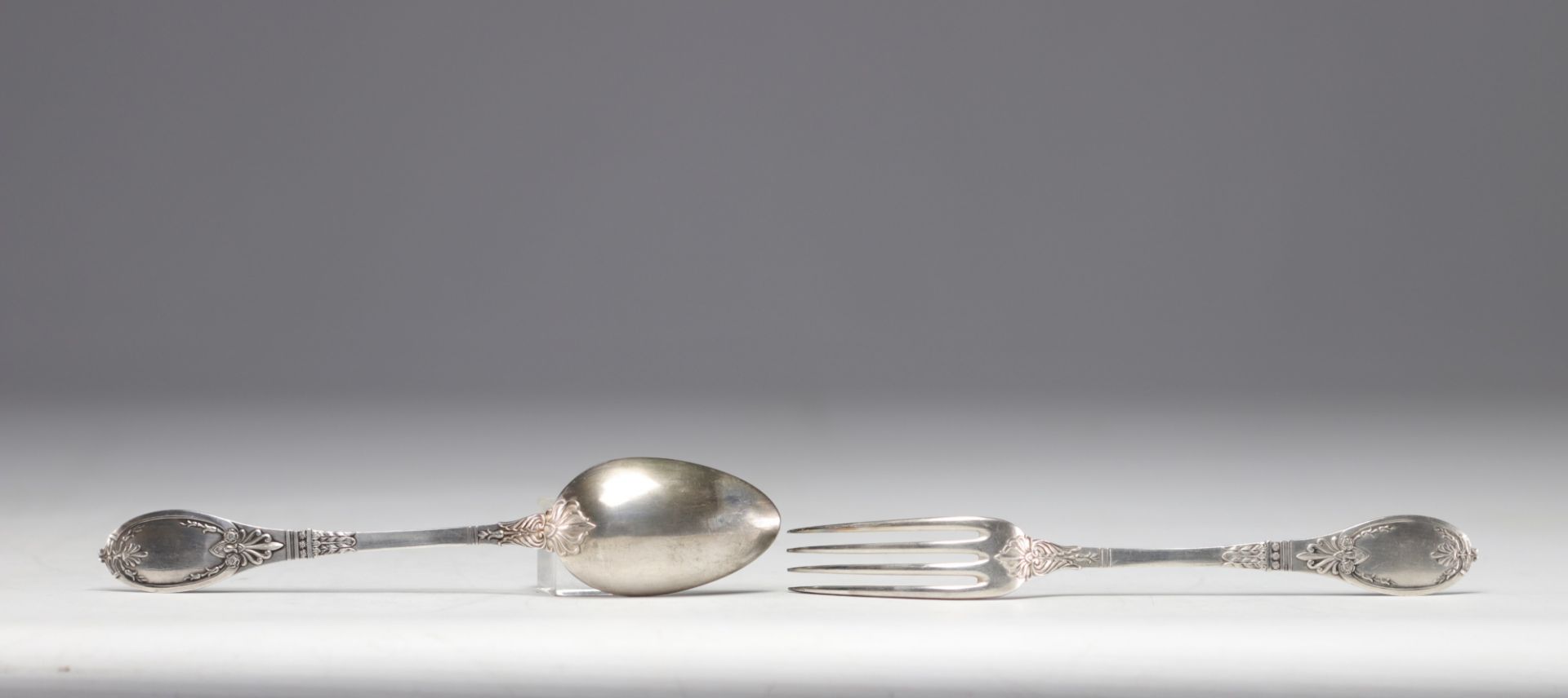 CAILAR BAYARD, Empire style boxed set of 24 silver plated cutlery, forks and spoons. - Image 2 of 4