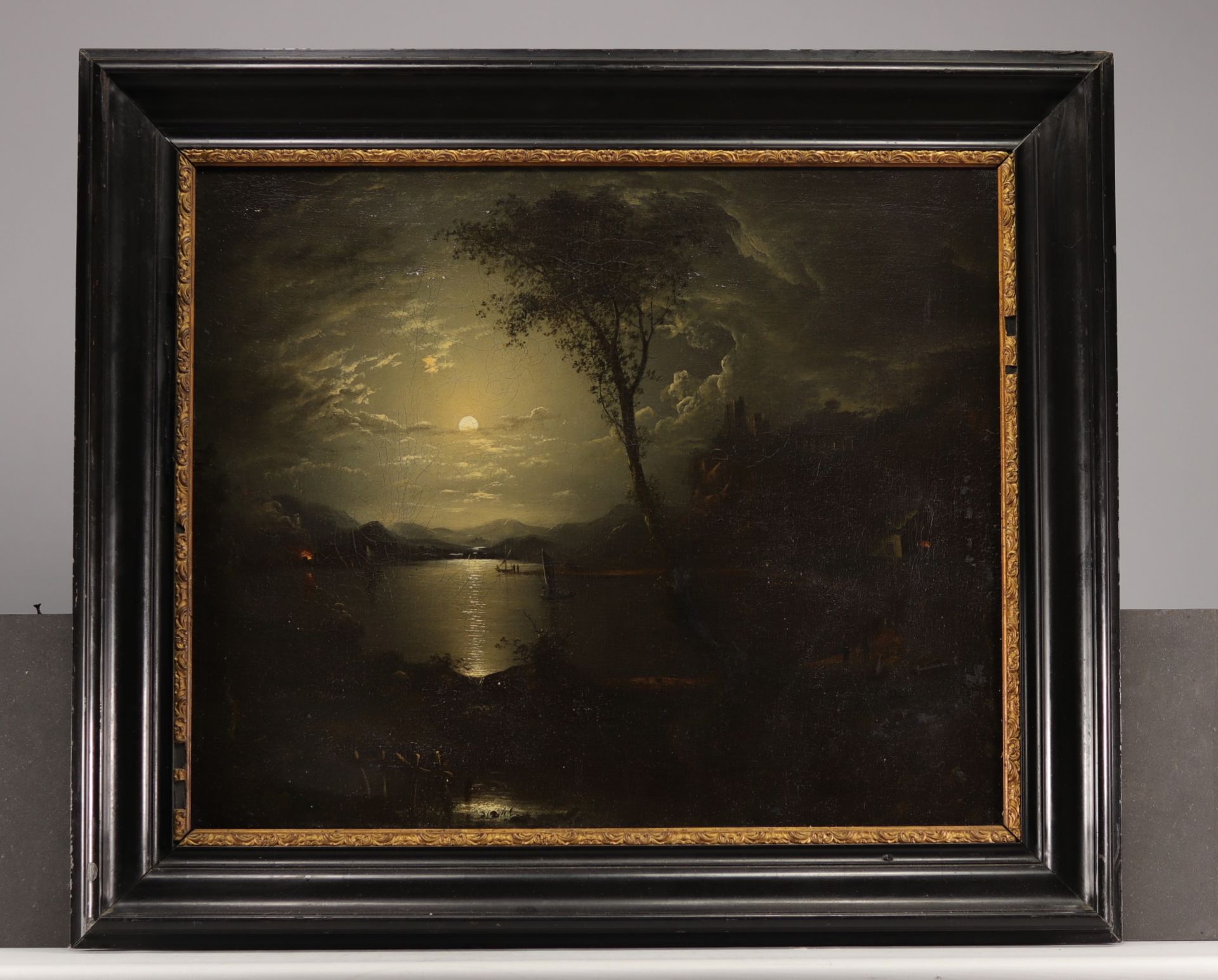 "Twilight on the lake"Â Oil on canvas, probably Italy, 18th-19th century - Bild 2 aus 2