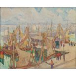 Georges HAWAY (1895-1945) "View of a port" Oil on panel.